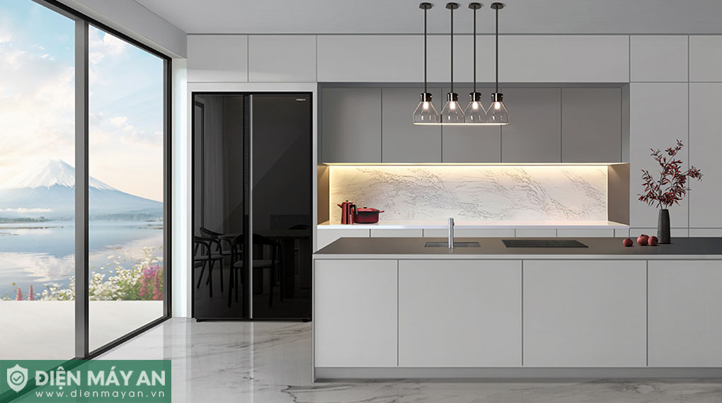 Tủ lạnh Hitachi Inverter 656 lít Side By Side HRSN9713ESGBKVN